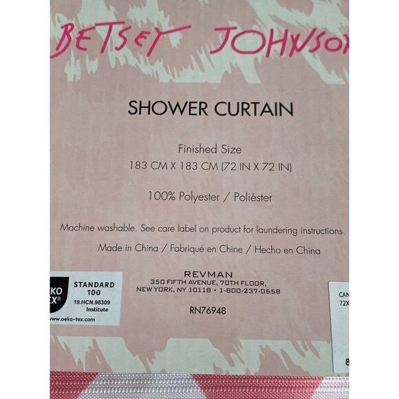Betsey Johnson Pink Fair Isle Christmas Tree Snowflakes Fabric Shower Curtain - Picture 9 of 13